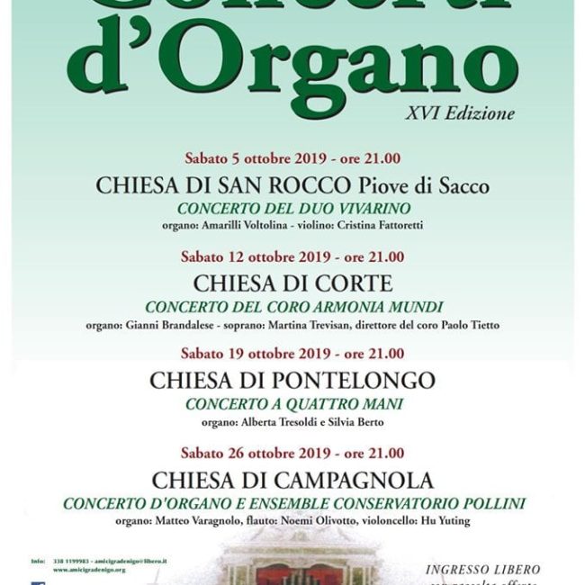 Concerti d&#8217;organo XVI Edizione 2019