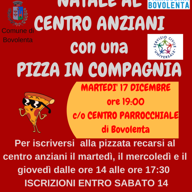 NATALE AL CENTRO ANZIANI CON UNA PIZZA IN COMPAGNIA