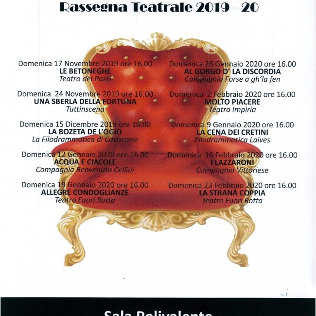 BRUGINE IN SCENA &#8211; RASSEGNA TEATRALE 2019-2020