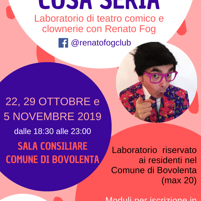 RIDERE E’ UNA COSA SERIA, LABORATORIO DI TEATRO COMICO E CLOWNERIE