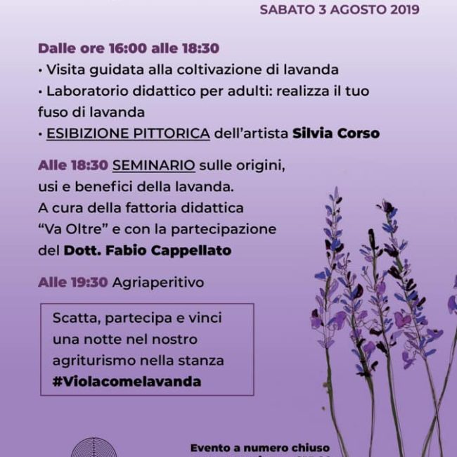 #VIOLACOMELAVANDA – SABATO 3 AGOSTO 2019