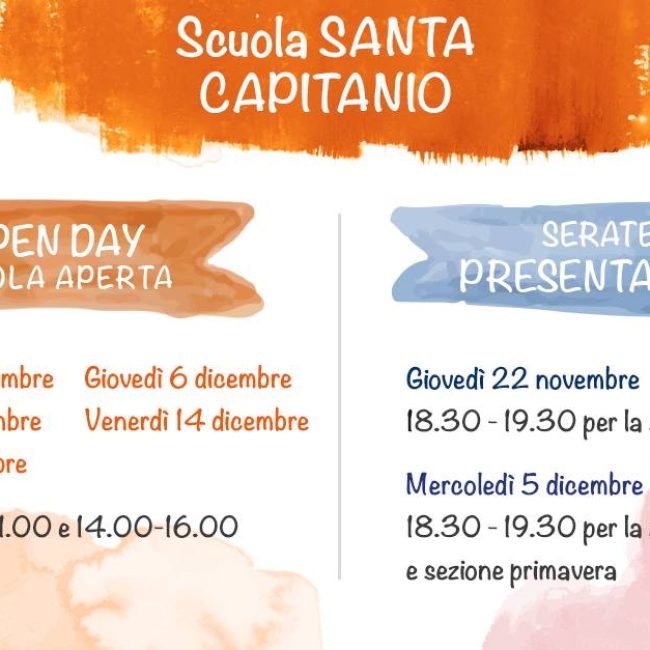 Scuola Santa Capitanio – Open Days e serate di Presentazione