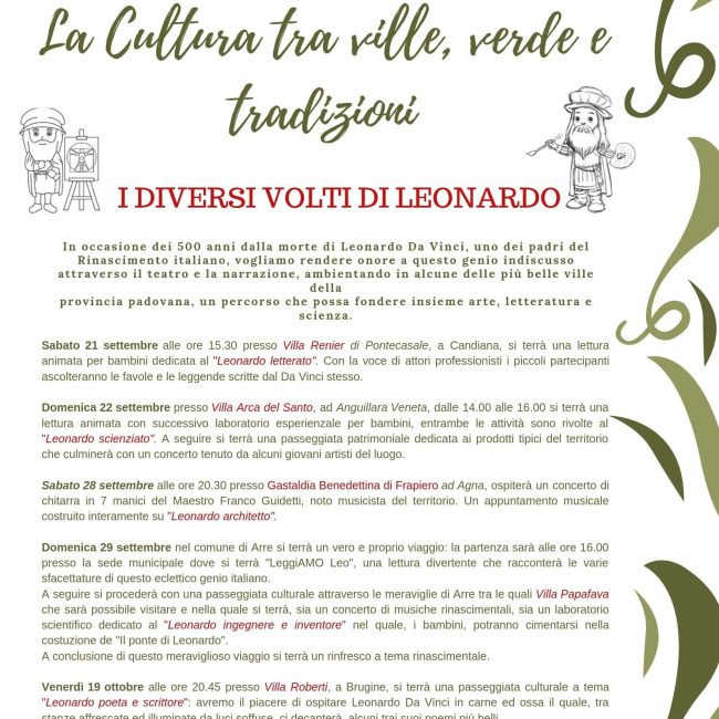 LA CULTURA TRA VILLE, VERDE E TRADIZIONI – I DIVERSI VOLTI DI LEONARDO